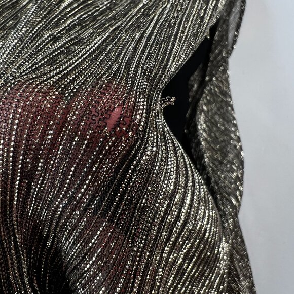 Trina Turk Eastern Luxe Koi Metallic One-Shoulder Jumpsuit Evening Gold Black 12 - Picture 13 of 16